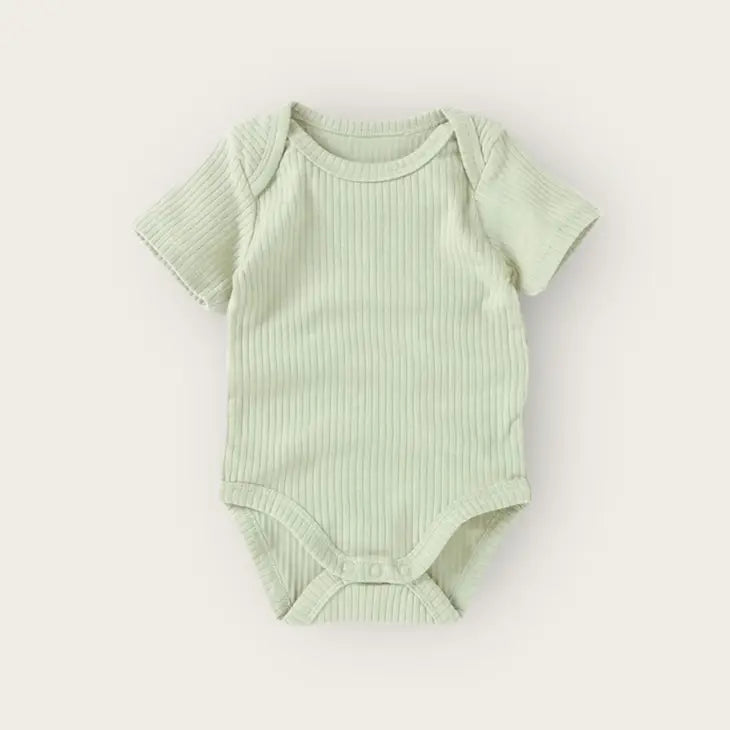 Organic Ribbed Cotton Short Sleeve Baby Bodysuits By Little Organic Co.