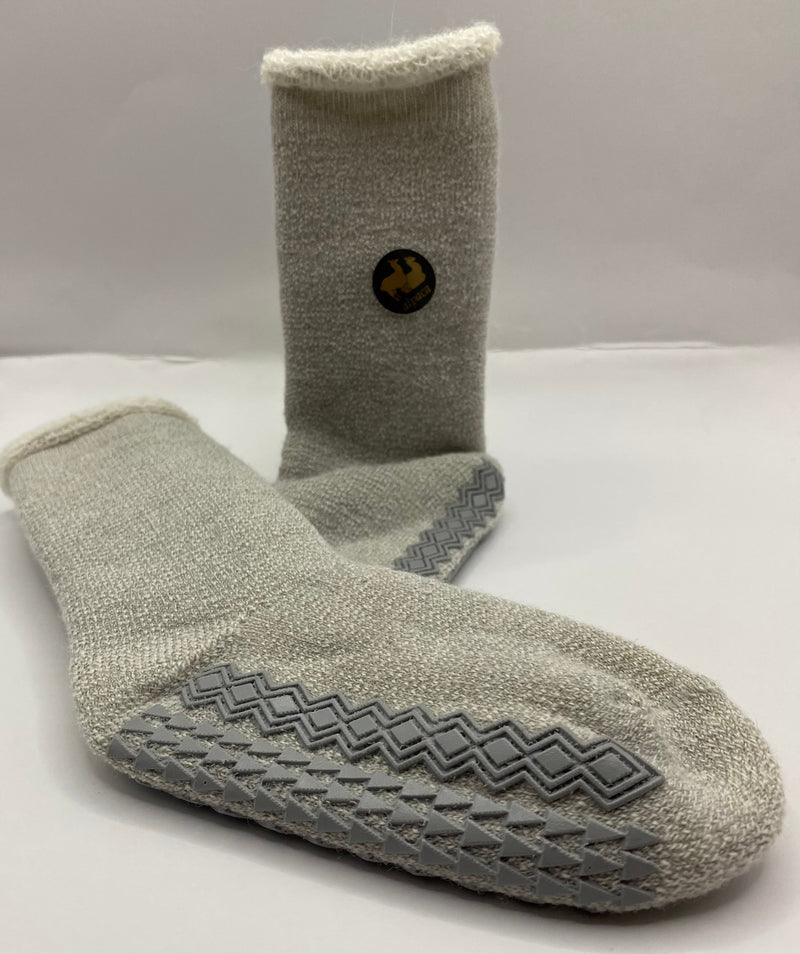 "Vintage Charm with Modern Comfort: Roll Top Terry-Lined Non-Skid Socks"