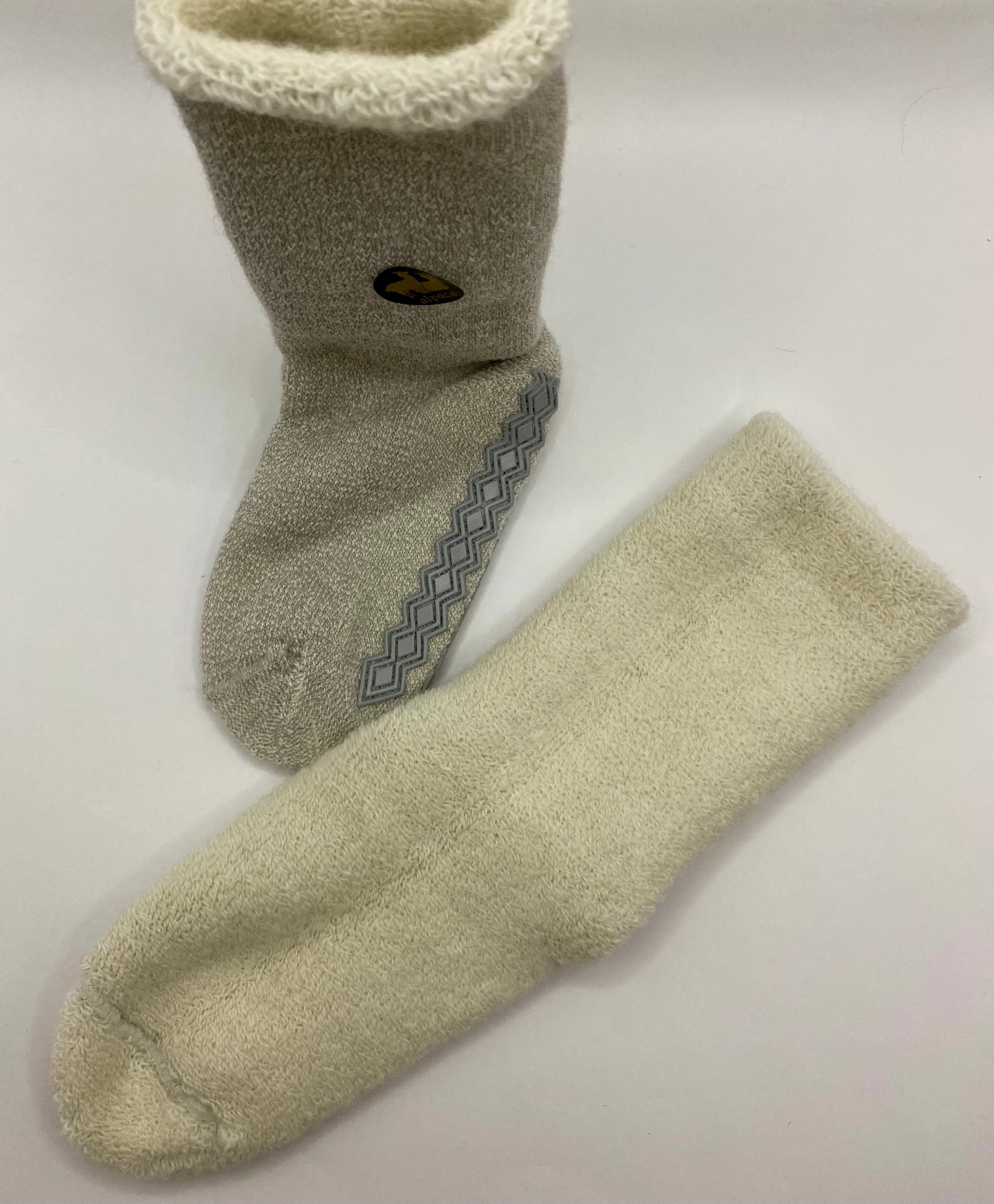 "Vintage Charm with Modern Comfort: Roll Top Terry-Lined Non-Skid Socks"