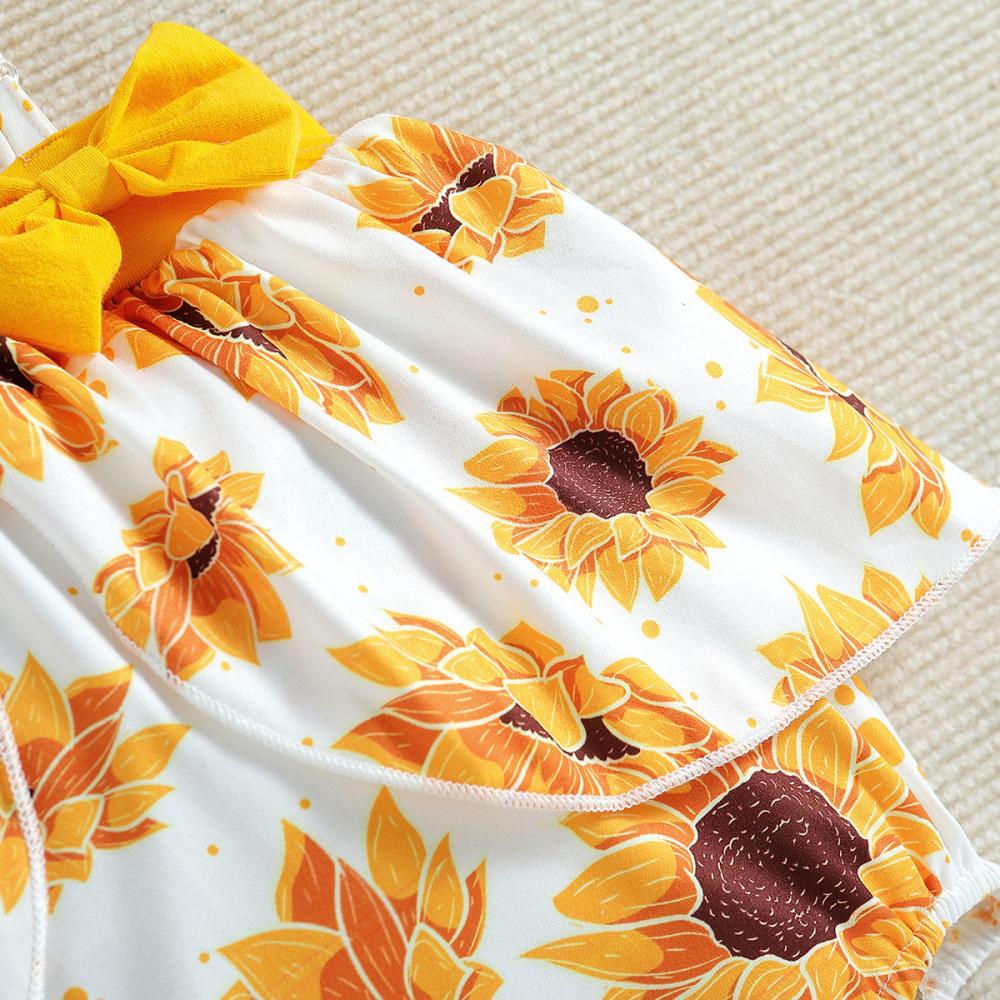 Summer Sweetness: Baby Girl Sunflower Strappy Romper