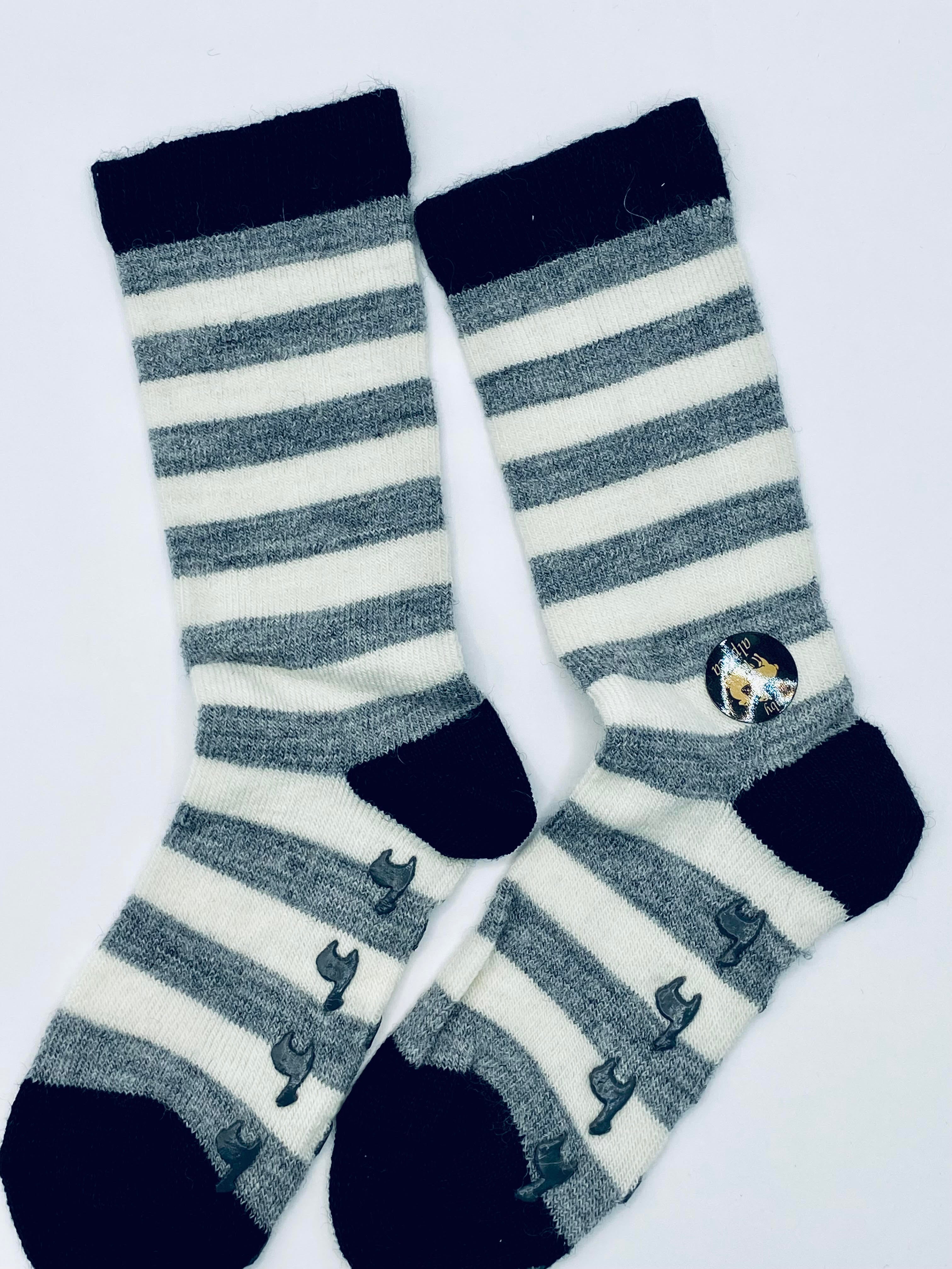 Premium Striped Toddler Alpaca Socks with Non-Skid